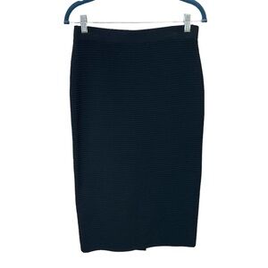 Exclusively Misook Ribbed Textured Black Pencil Skirt Womens Sz XS